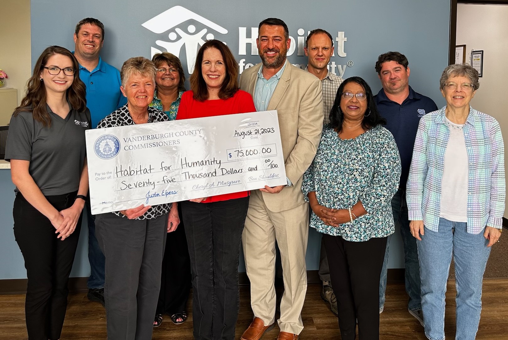 Habitat for Humanity of Evansville Check Presentation 08.21.2023